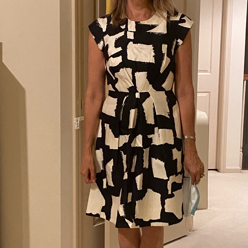 Kate spade navy/white geometric print dress size 4